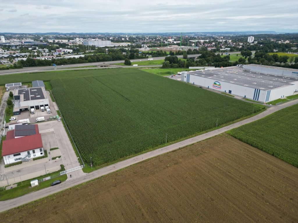 „Blick auf das neue Gewerbegebiet Buxheim im Allgäu“