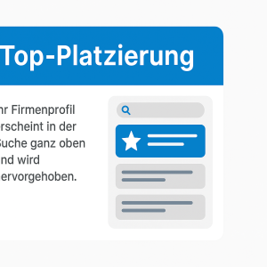 Grafik zur Top-Platzierung – hervorgehobenes Firmenprofil in den Suchergebnissen